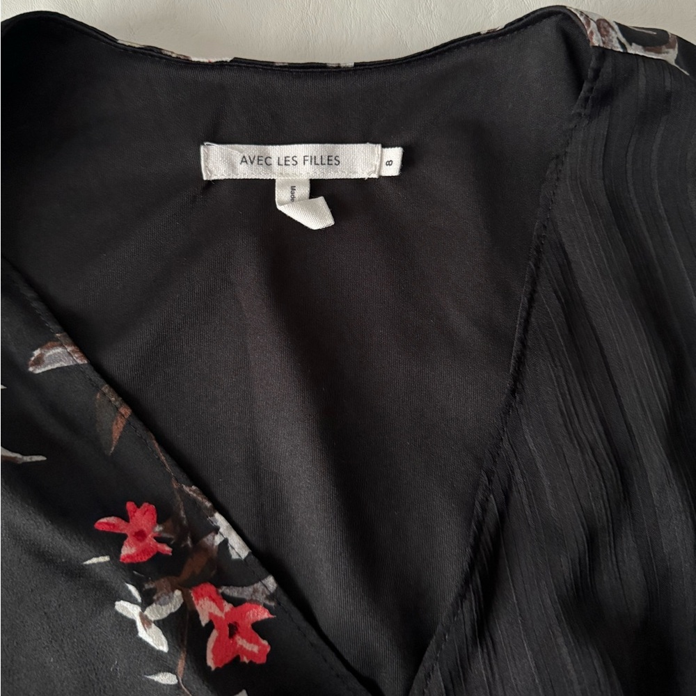 Avec Les Filles Cosmo Flower Satin & Chiffon Wrap Dress Size M - Picture 8 of 12